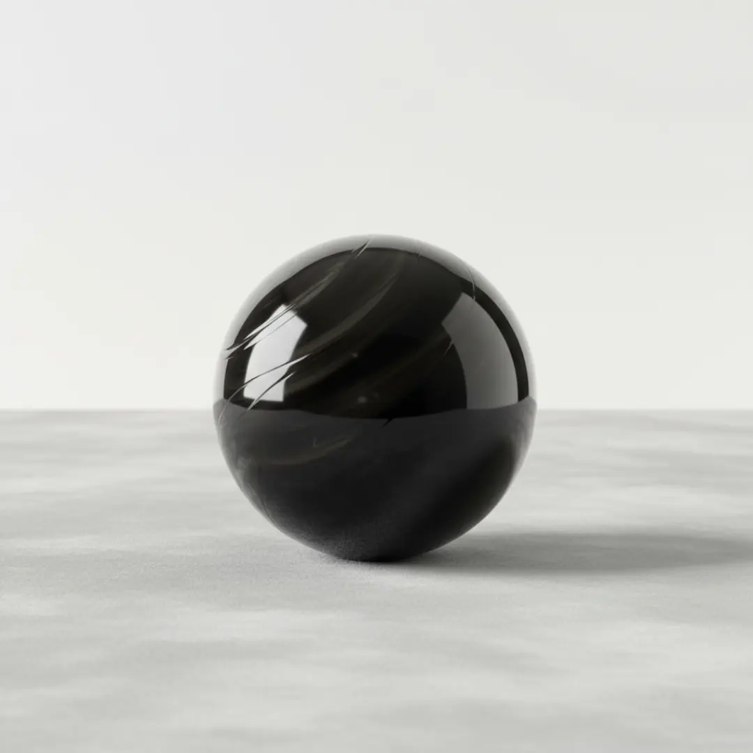 Esfera de obsidiana preta premium - cristal vulcânico raro para decoração sofisticada