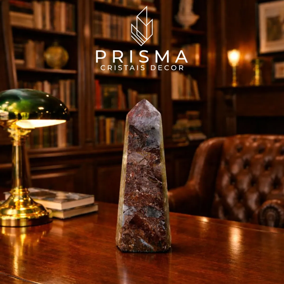 Segunda Ponta de Calcedônia Mosaico com padrões distintos - peça única Prisma Cristais