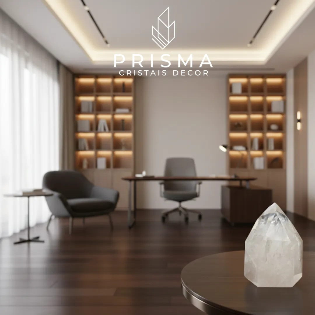 Ponta de Quartzo Semi-Translúcido variação 1 - transparência clássica com brilho leitoso Prisma Cristais