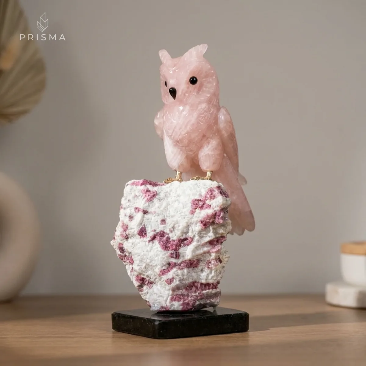 Coruja de Quartzo Rosa