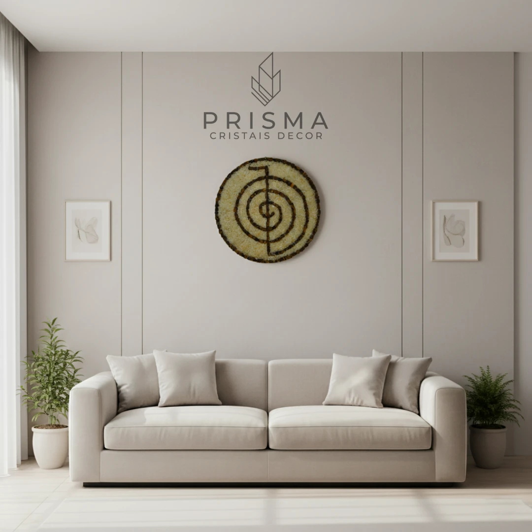 Mandala Espiral com cristais artesanal — arte espiritual em decoração de alto padrão Nova Lima Minas Gerais