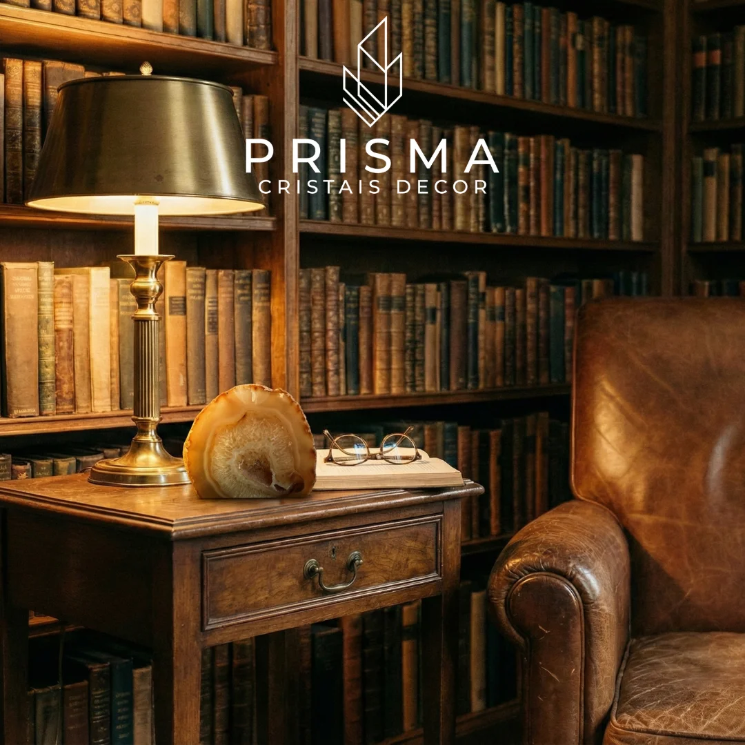 Mini Geodo de Ágata em composição decorativa de alto padrão — cristal natural para residências premium Nova Lima e região sul BH