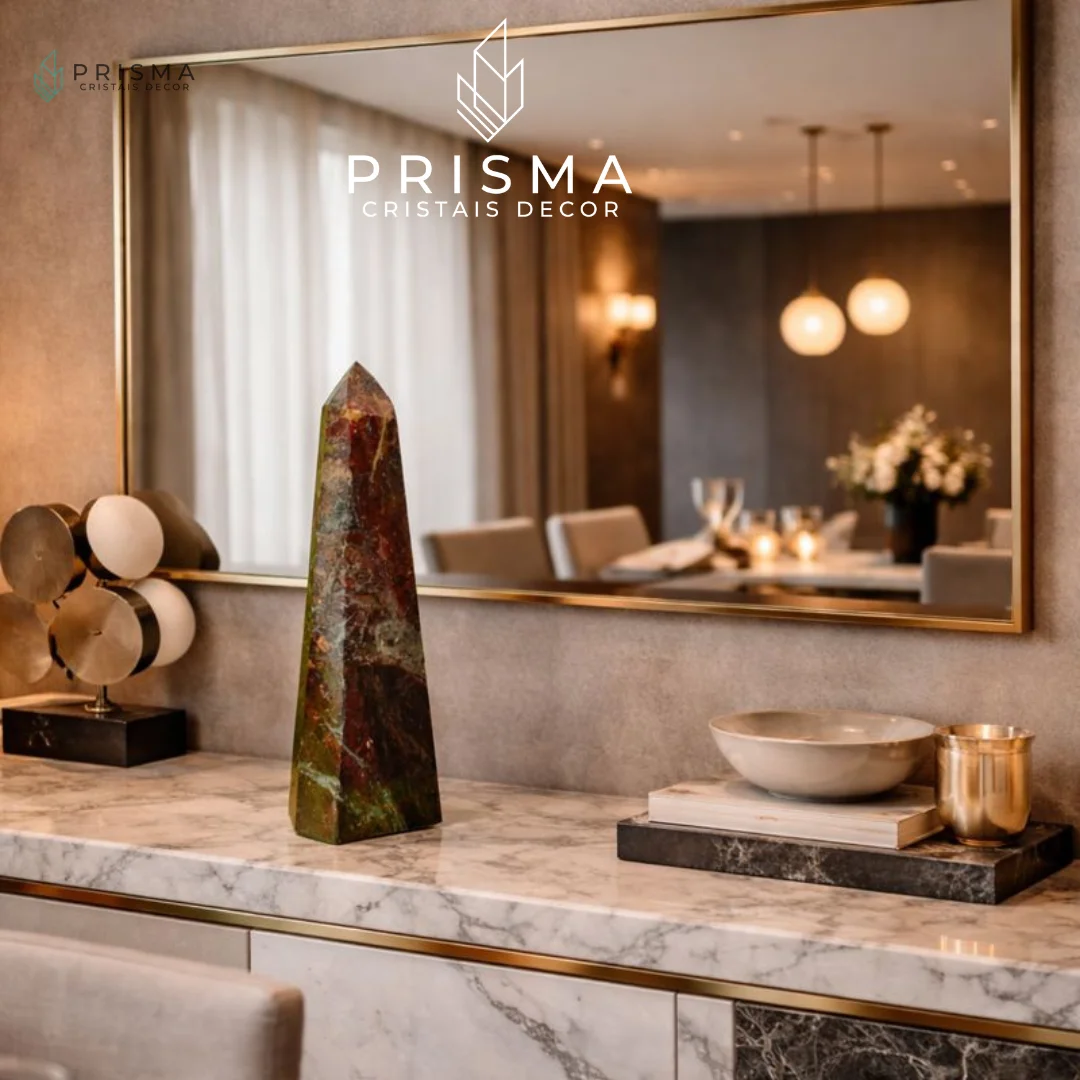 Ponta de Calcedônia Mosaico 32cm — segundo exemplar com padrão mosaico distinto e irreproduzível