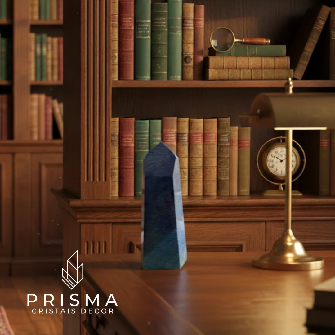 Ponta de Quartzo Azul 36cm — vista completa do gerador de cristal azul natural, Nova Lima Minas Gerais