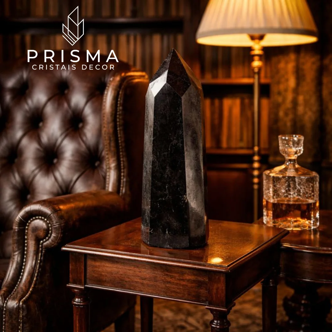 Ponta de Quartzo Preto 42cm — Morion de Minas Gerais, chakra raiz aterramento proteção ancestral Druidas