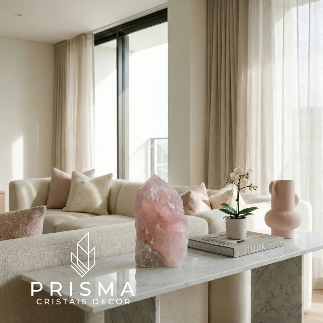 Ponta de Quartzo Rosa 21cm — cristal formado em 148 milhões de anos, pedra do amor chakra do coração