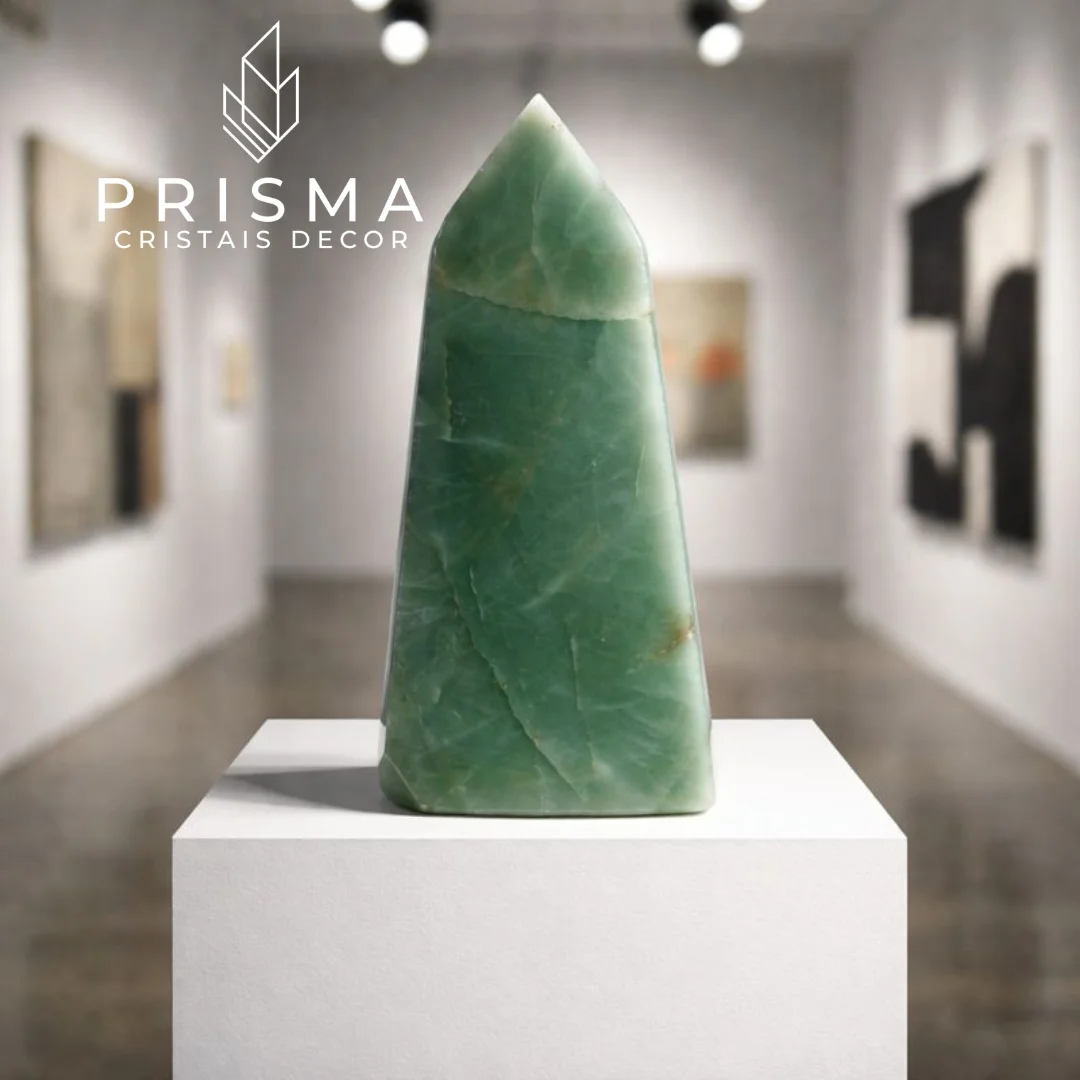 Ponta de Quartzo Verde 38cm 15kg — prasiolita brasileira única, chakra cardíaco, decoração alto padrão Buritis BH